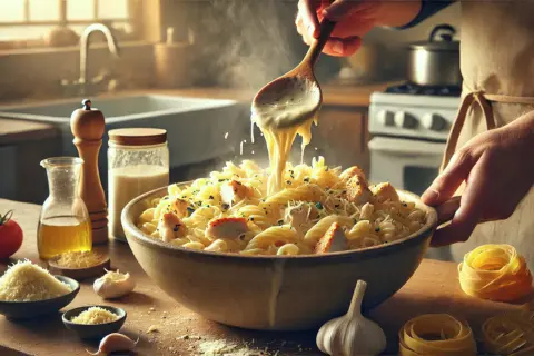 Dump and Bake Garlic Parmesan Chicken Pasta Recipe